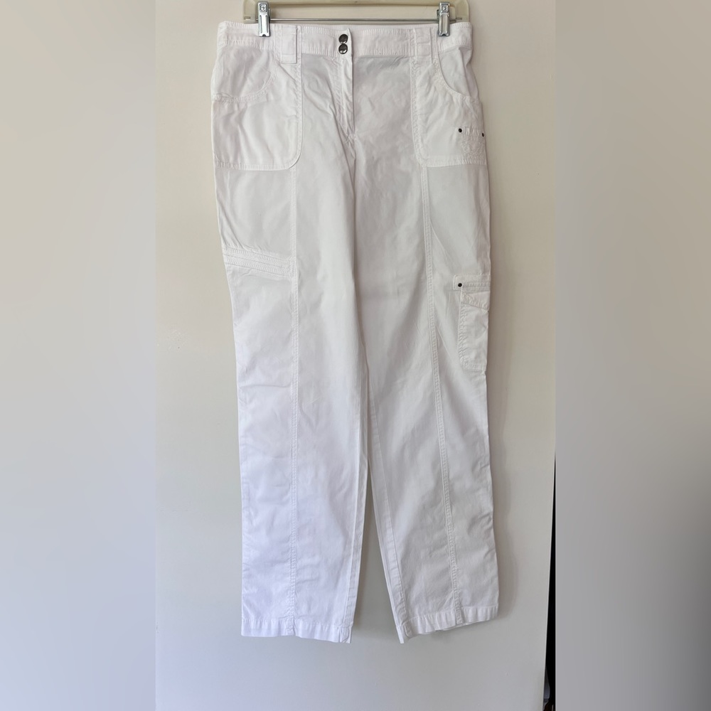 Chicos White Canvas Cargo Pants